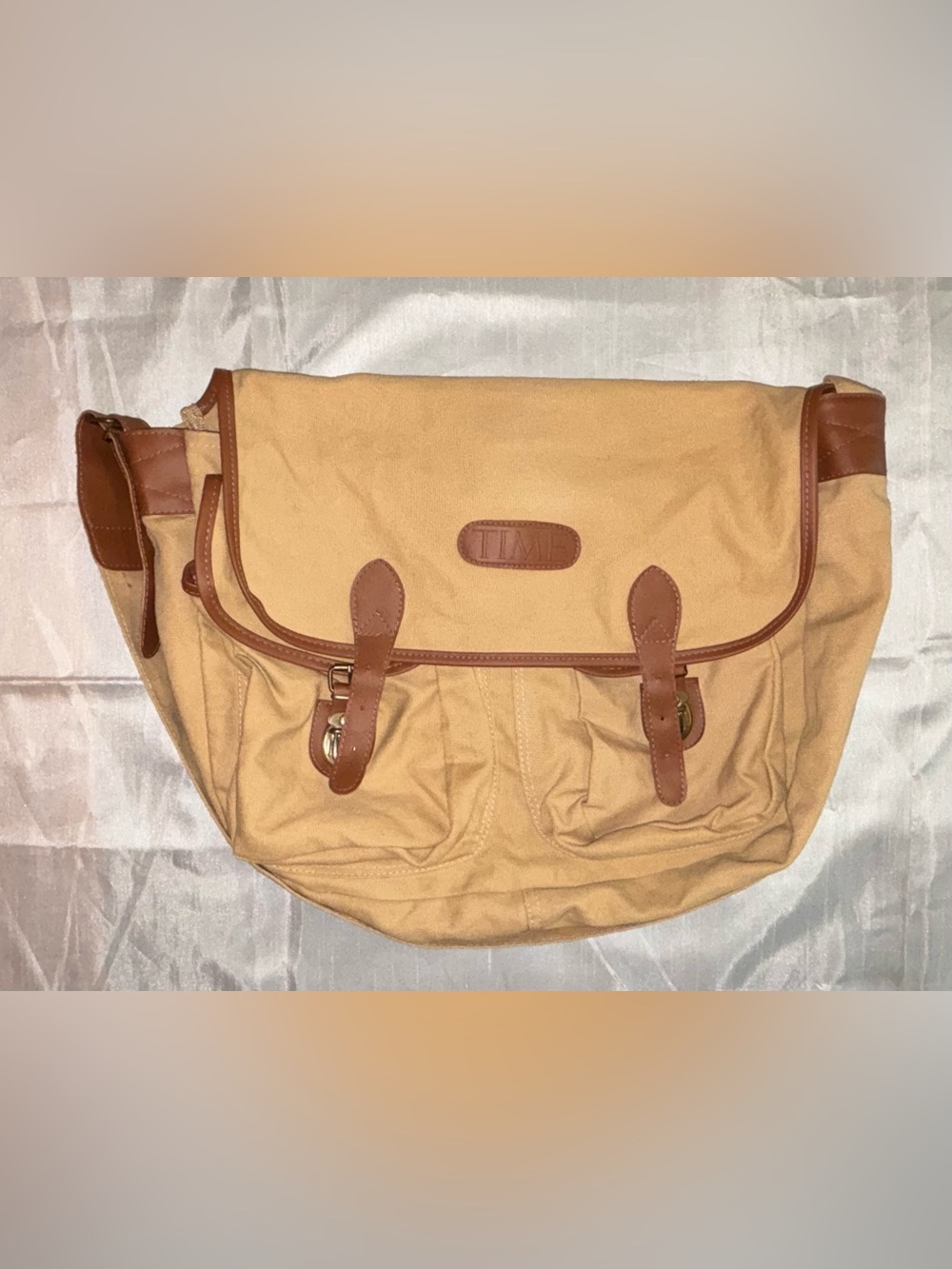 Vintage Time Magazine Promotional Tan & Brown Messenger Bag